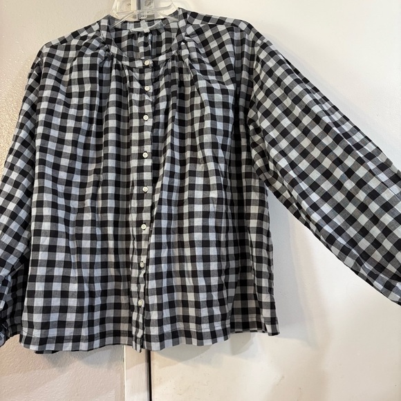 The Great Plaid Button Front Top Black Oversized Boxy Lagenlook Sleep Collection - Picture 2 of 8